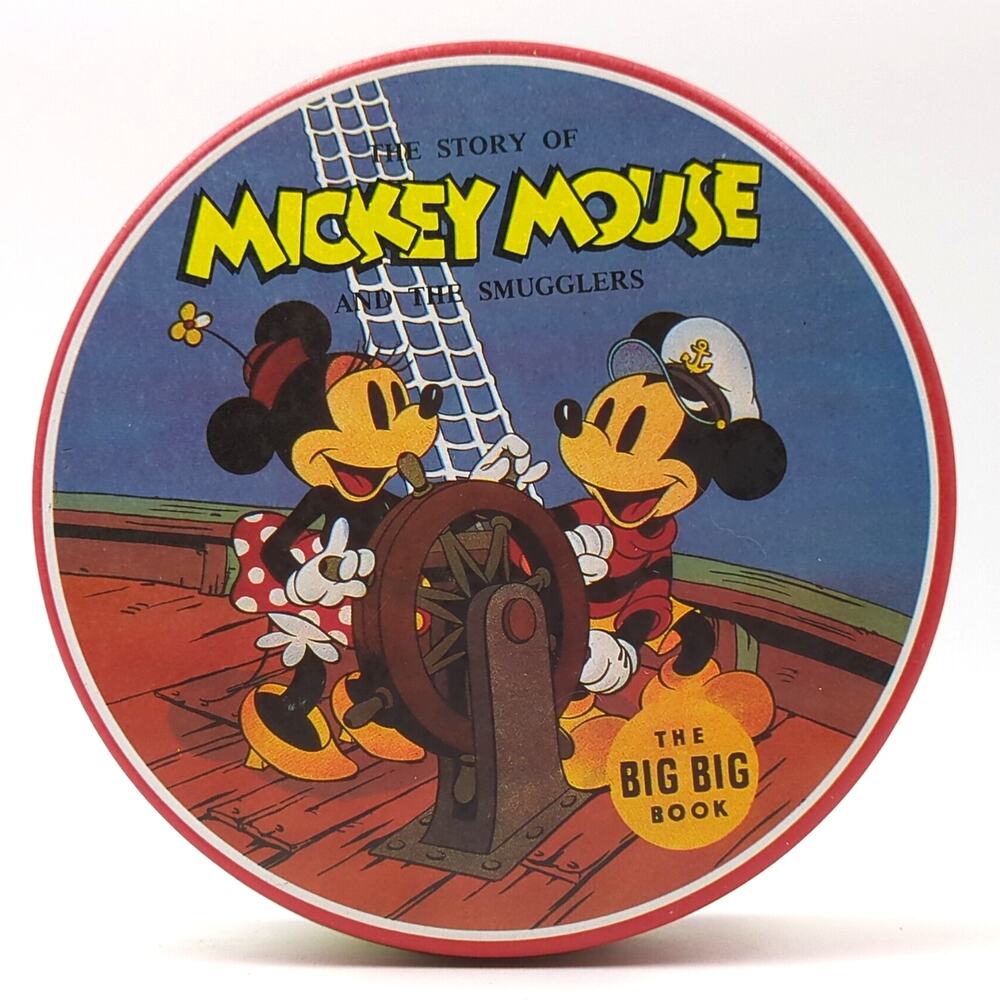 Walt Disney Round Tin The Big Big Book Mickey Mouse & The Smugglers Original